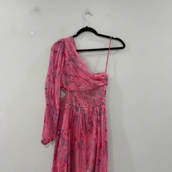 BHLDN Dress Iris One Shoulder Cutout in Pink Floral - Picture 4 of 9